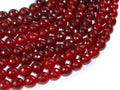 Red Jade Beads, Faceted Round, 10mm-BeadBasic