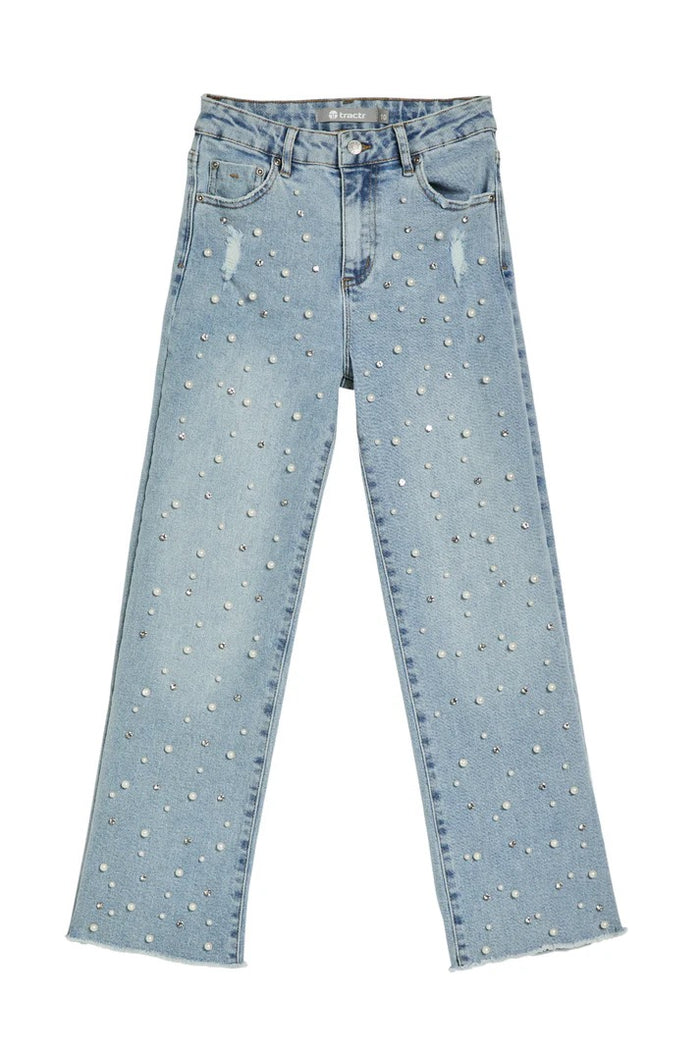 Rhinestone And Pearl Straight Leg