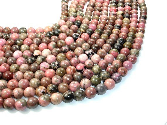 Rhodonite Beads, Round, 10mm (10.5 mm)-BeadBasic