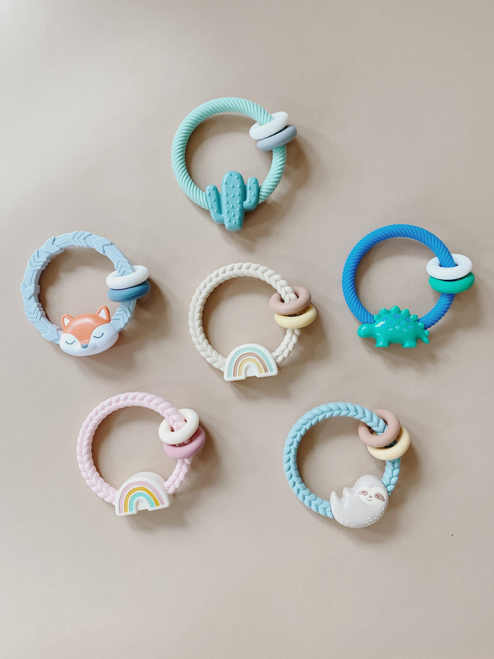 Ritzy Rattle™ Silicone Teether Rattles: Highland Cow