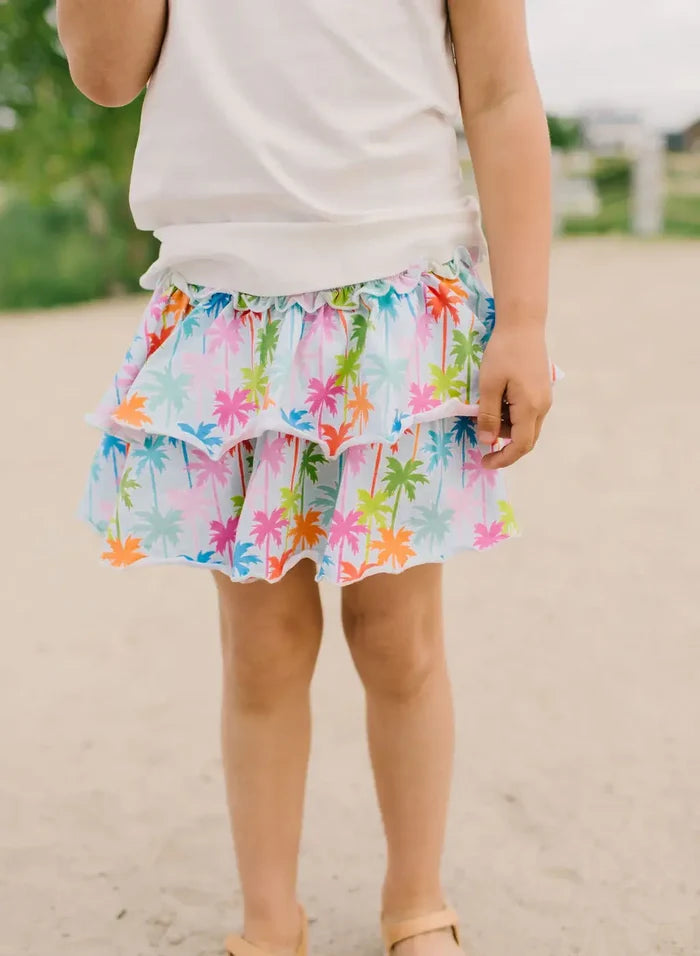 Ruffle Skort in Palm Tree
