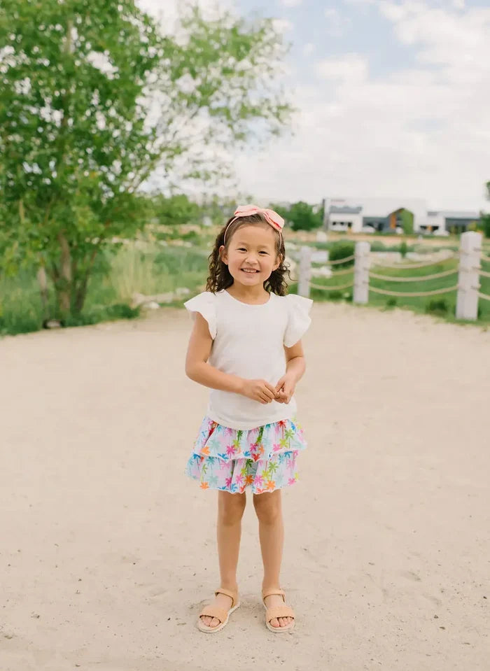 Ruffle Skort in Palm Tree