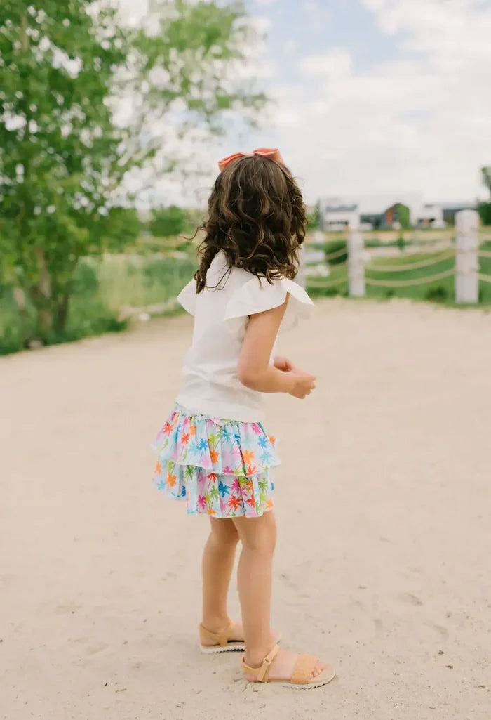 Ruffle Skort in Palm Tree