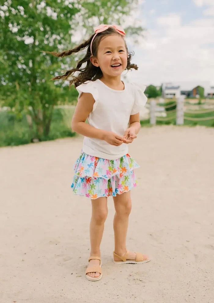 Ruffle Skort in Palm Tree