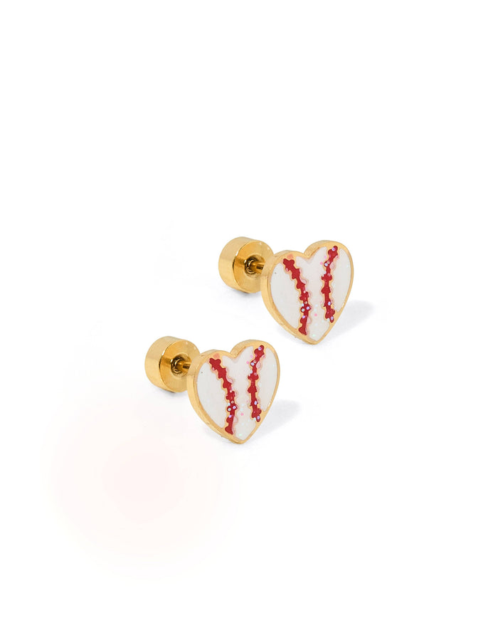 Screwback Stud Earrings - Baseball