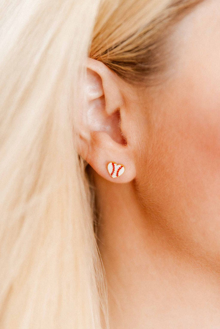 Screwback Stud Earrings - Baseball