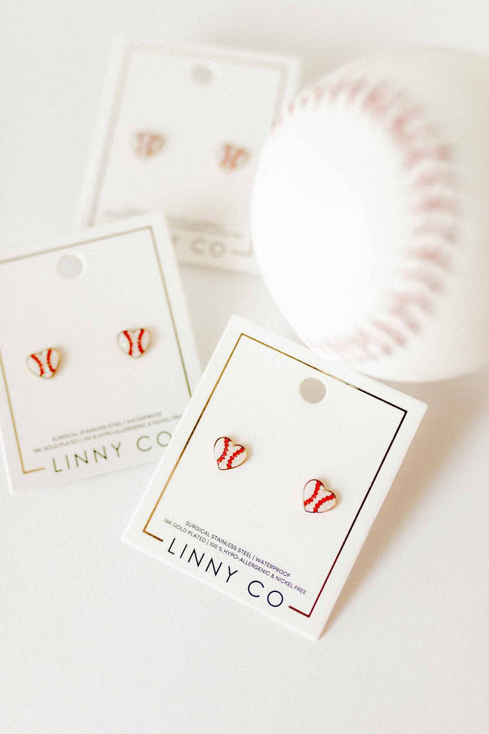 Screwback Stud Earrings - Baseball