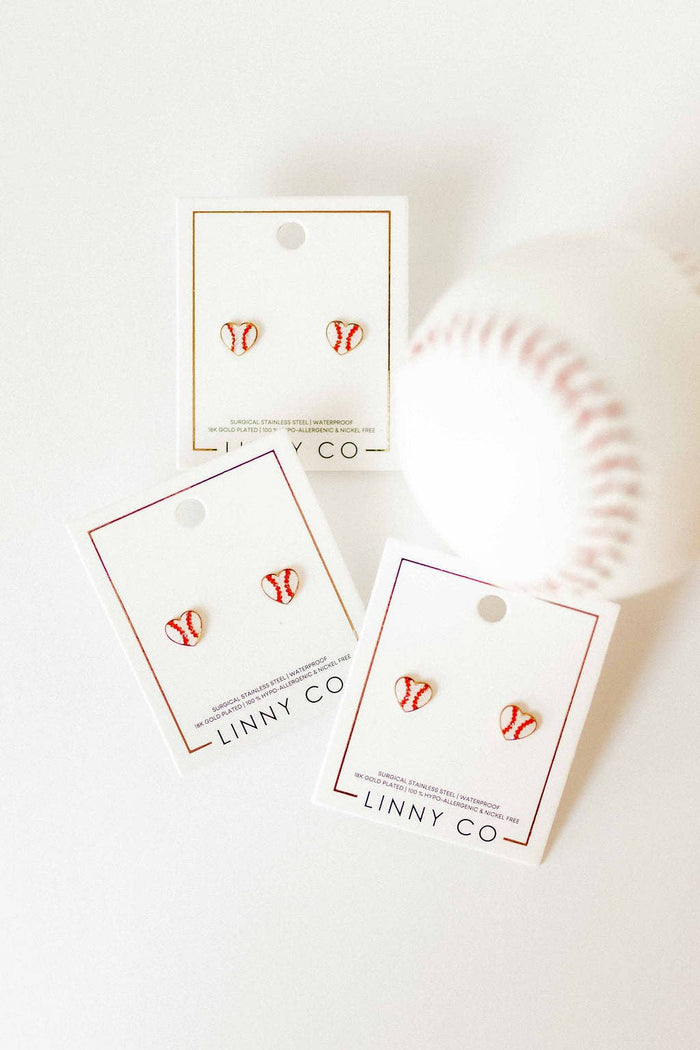 Screwback Stud Earrings - Baseball