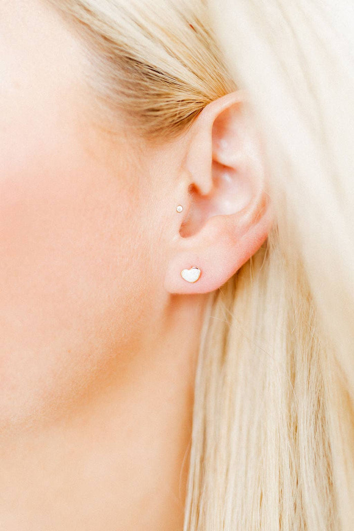 Screwback Stud Earrings - Nora Heart White