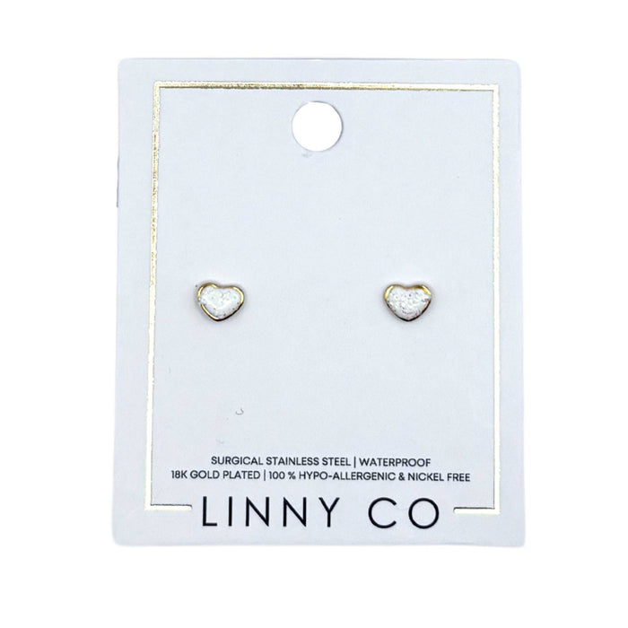 Screwback Stud Earrings - Nora Heart White