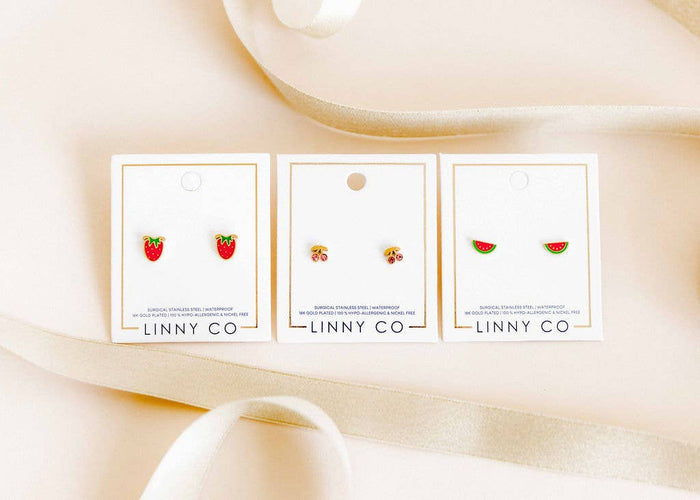 Screwback Stud Earrings - Pink Cherry