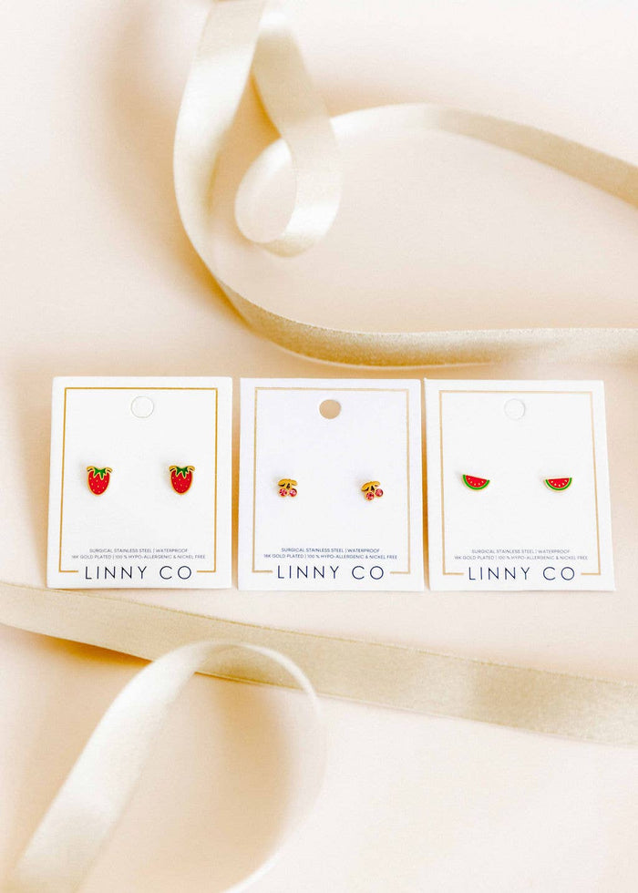 Screwback Stud Earrings - Pink Cherry