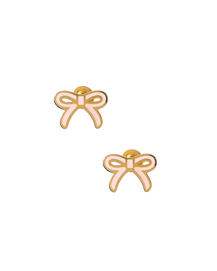 Screwback Stud Earrings - Sadie Bow Light Pink