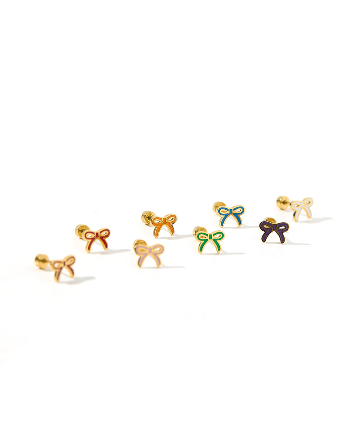 Screwback Stud Earrings - Sadie Bow Light Pink