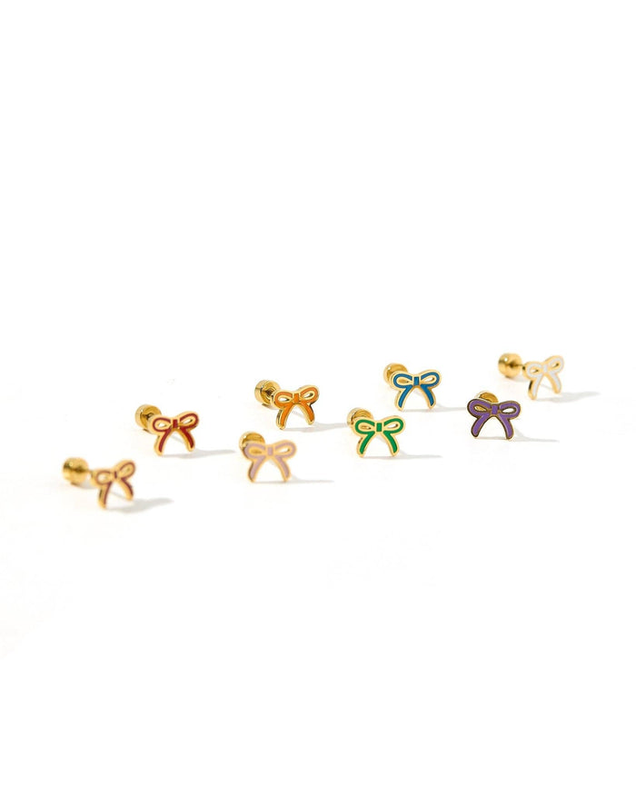 Screwback Stud Earrings - Sadie Bow White