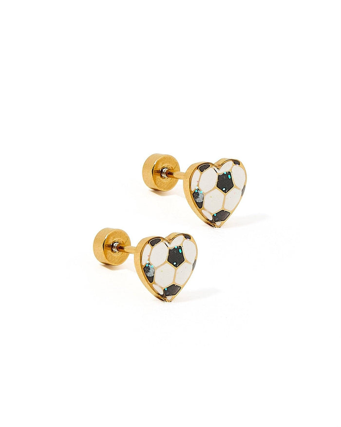 Screwback Stud Earrings - Soccer