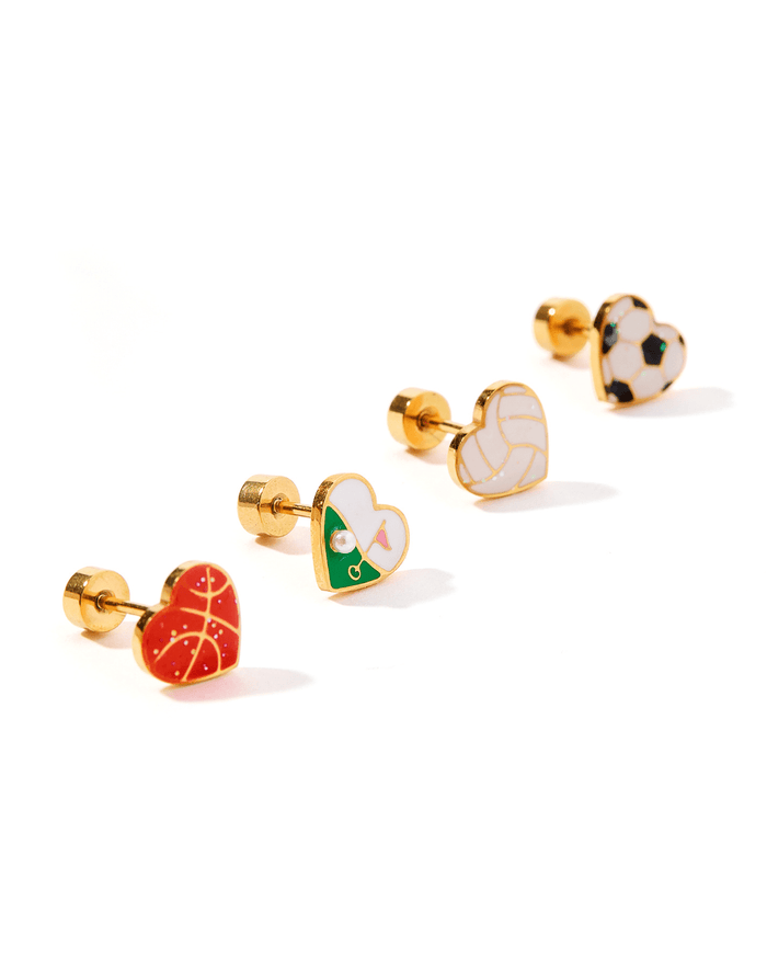 Screwback Stud Earrings - Volleyball