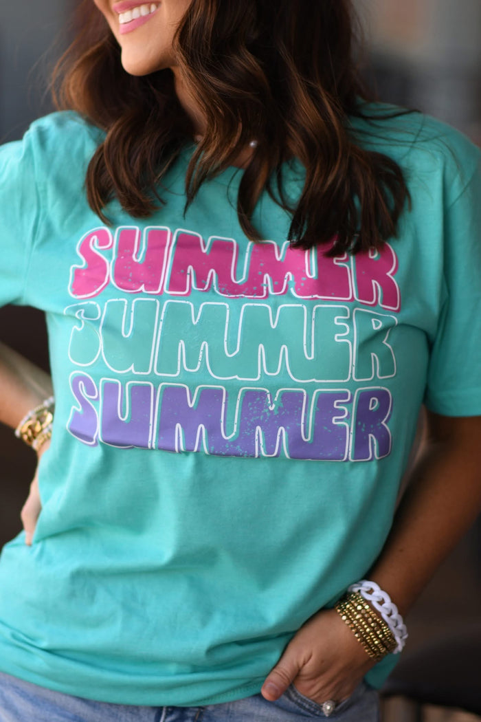 {Sea Green SUMMER} Sea Green Crew Neck Tee