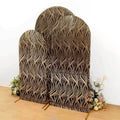 Decorative room dividers in gold and brown wave design