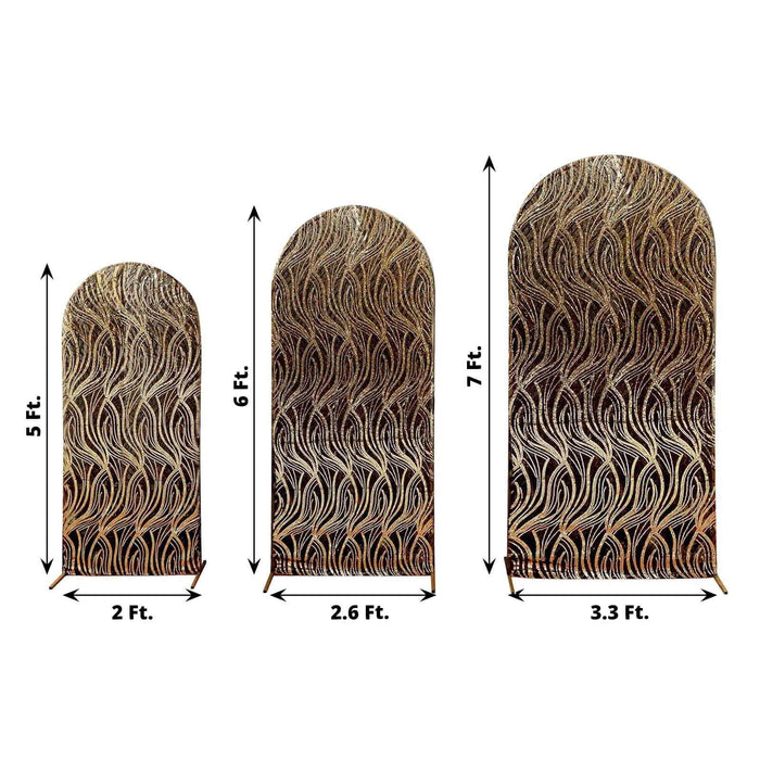 Decorative wavy wall art in three sizes: 2 ft, 5 ft, and 7 ft.
