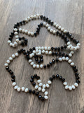 •SHADOWS• Black + White Double Wrap Beaded 60" Necklace