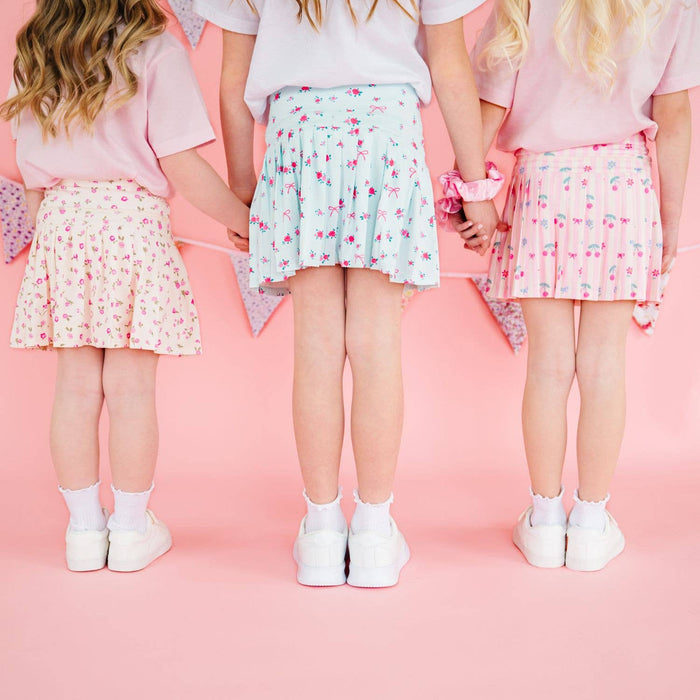 Sky Blue Floral Athletic Skort - Kids Clothing - Activewear