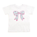 Sky Blue Floral Bow Patch Short Sleeve T-Shirt - Kids Spring