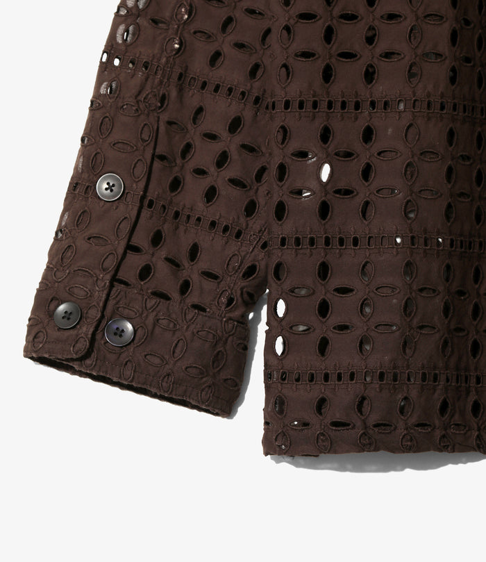 Smokey Shirt - Dk. Brown - Cutwork Embroidery