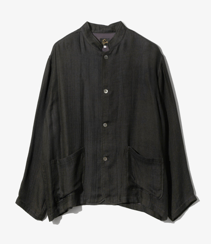 Stand Collar Jacket - Purple - Rayon Double Face Gauze