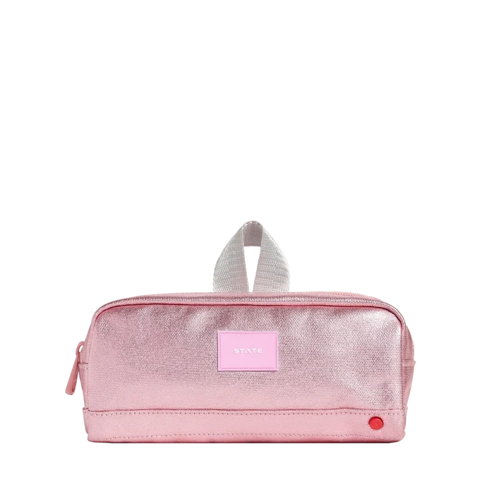 STATE Clinton Pencil Case | Pink/Silver