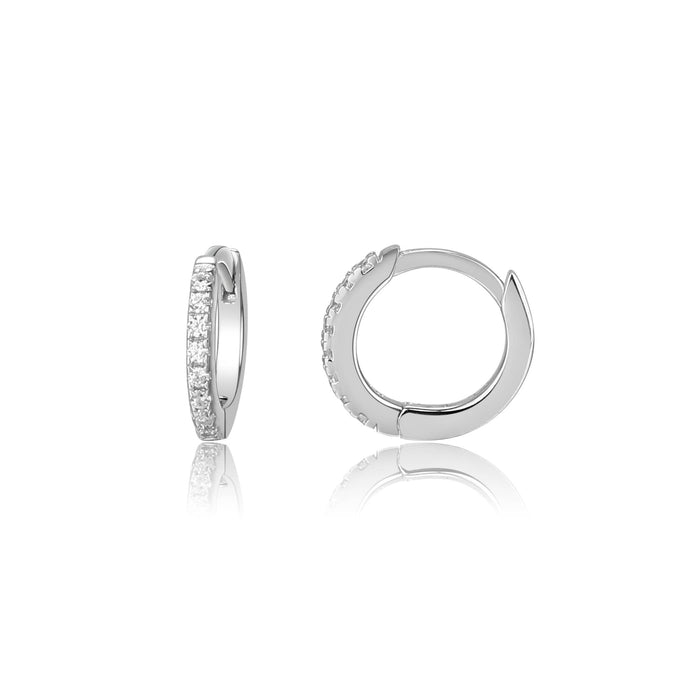 Sterling Silver Huggie CZ Hoop Earrings for Babies and Kids: Pink