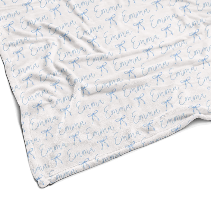 Sugar + Maple Plush Minky Fleece Personalized Blanket | Ballerina Bows