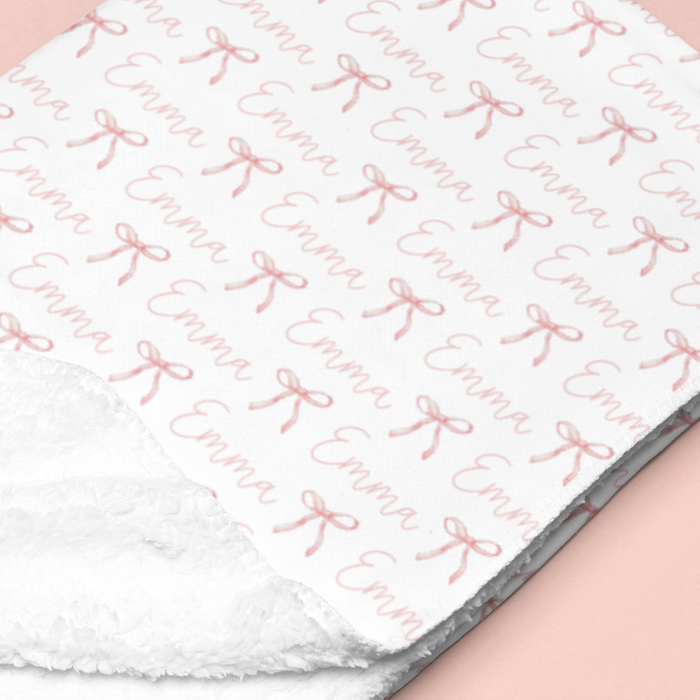 Sugar + Maple Sherpa-Lined Personalized Blanket | Ballerina Bows