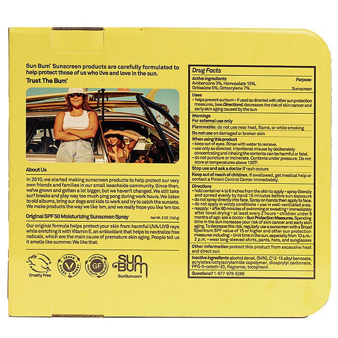 Sun Bum Sunscreen Spray, SPF 50, 5 oz., 2 pk.