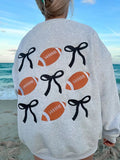 Sunkissed Coconut Game Day Embroider Football Bows Sweatshirt