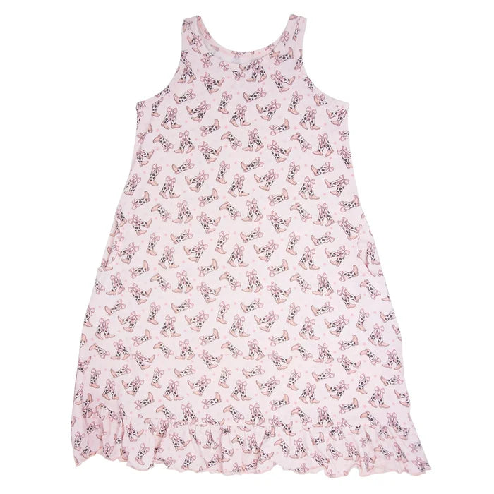 Sweet Bamboo Summer Boho Dress Cowhide Boots