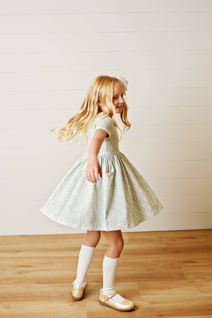 Swoon Baby Clothing Blue Floral Proper Dress
