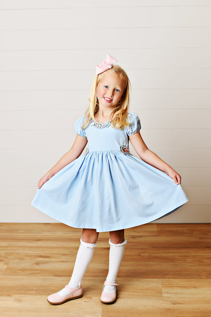 Swoon  Blue Floral Tab Dress