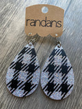 "Tara" White + Black Sparkly Plaid Glitter Handcrafted Resin Earrings - twistedbuffaloboutique
