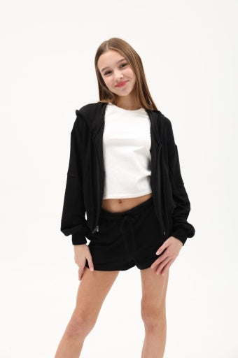 Tenly French Terry Paperbag Shorts Black | Black