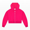 Tenly French Terry Raw-Edge Zip Hoodie Cerise | Cerise