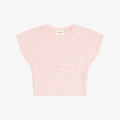 Tenly Rayon Rib Cap Sleeve Baseball Tee | Pink Moscato