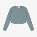 Tenly Rayon Rib Curved Hem Long Sleeve Top | Blue Moon