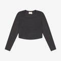 Tenly Rayon Rib Curved Hem Long Sleeve Top Dark Shadow | Dark Shadow
