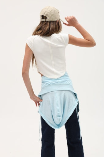 Tenly Rib Exposed Cap Slv Tee Ecru | Ecru