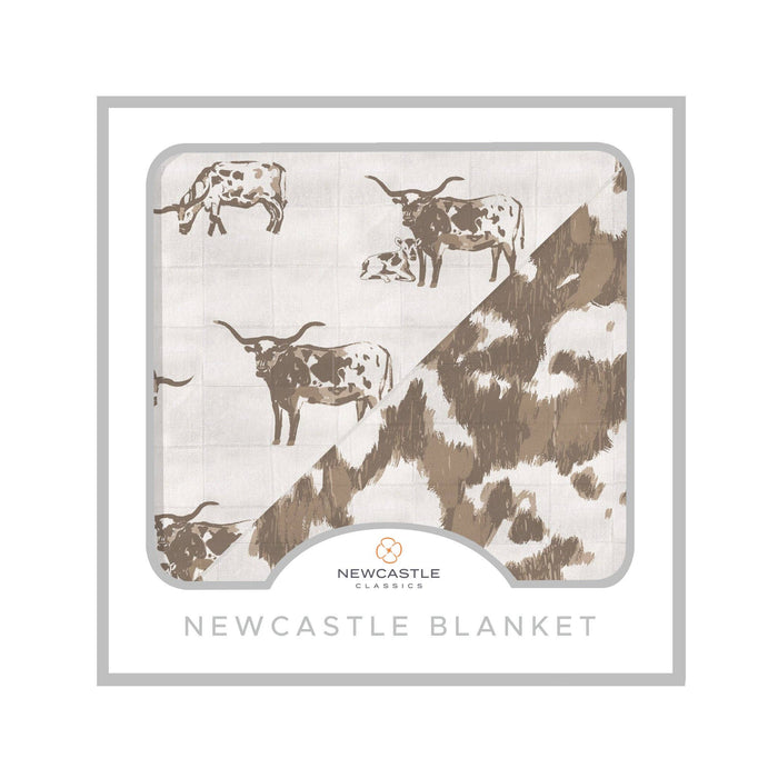 Texas Longhorn and Yellowstone Cowhide Newcastle Blanket