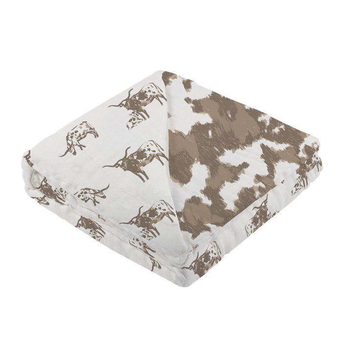 Texas Longhorn and Yellowstone Cowhide Newcastle Blanket
