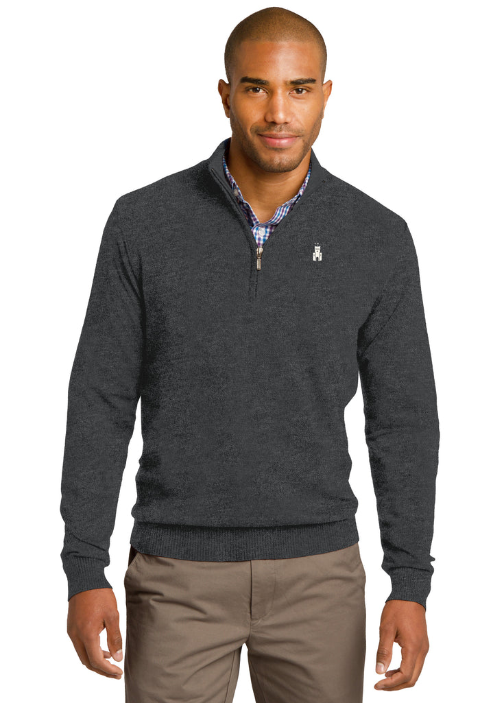 Barracks 1/2-Zip Sweater-Charcoal Heather