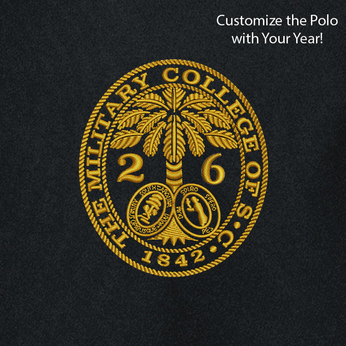 The Citadel, Customizable (Your Year) Embroidered Ring Bezel Design, Nike Dri-FIT Micro Pique 2.0 Polo - Black