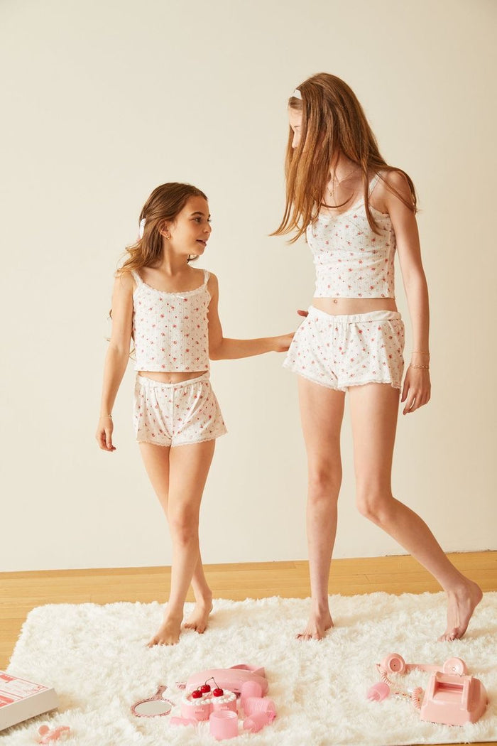 Theme Lizzie White with Rose Pointelle Tank